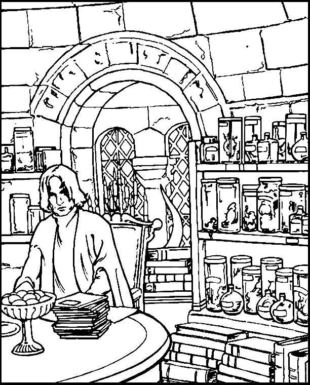 coloriage severus rogue dans son laboratoire
